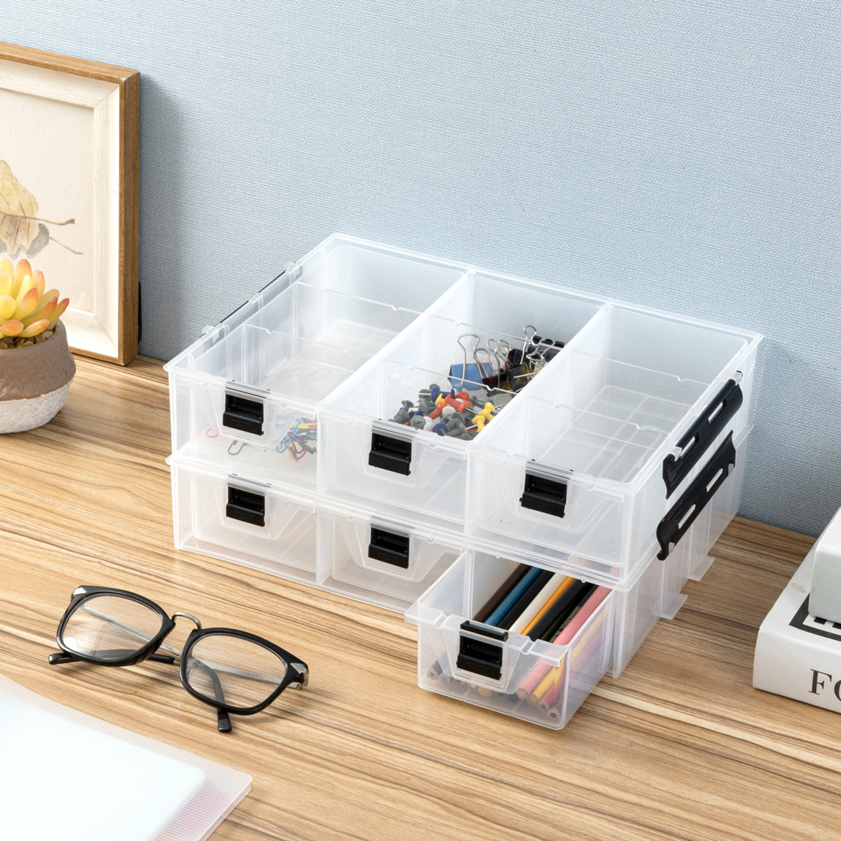 24 Slot Stackable Plastic Storage Bin